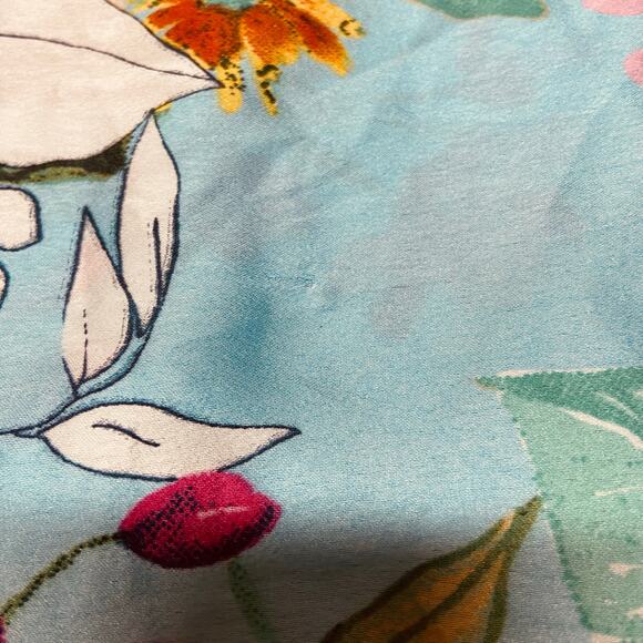 Flint & Moss Skirt Floral Tie Elastic Waist Circle Flowing Midi Size M Teal - Picture 10 of 10